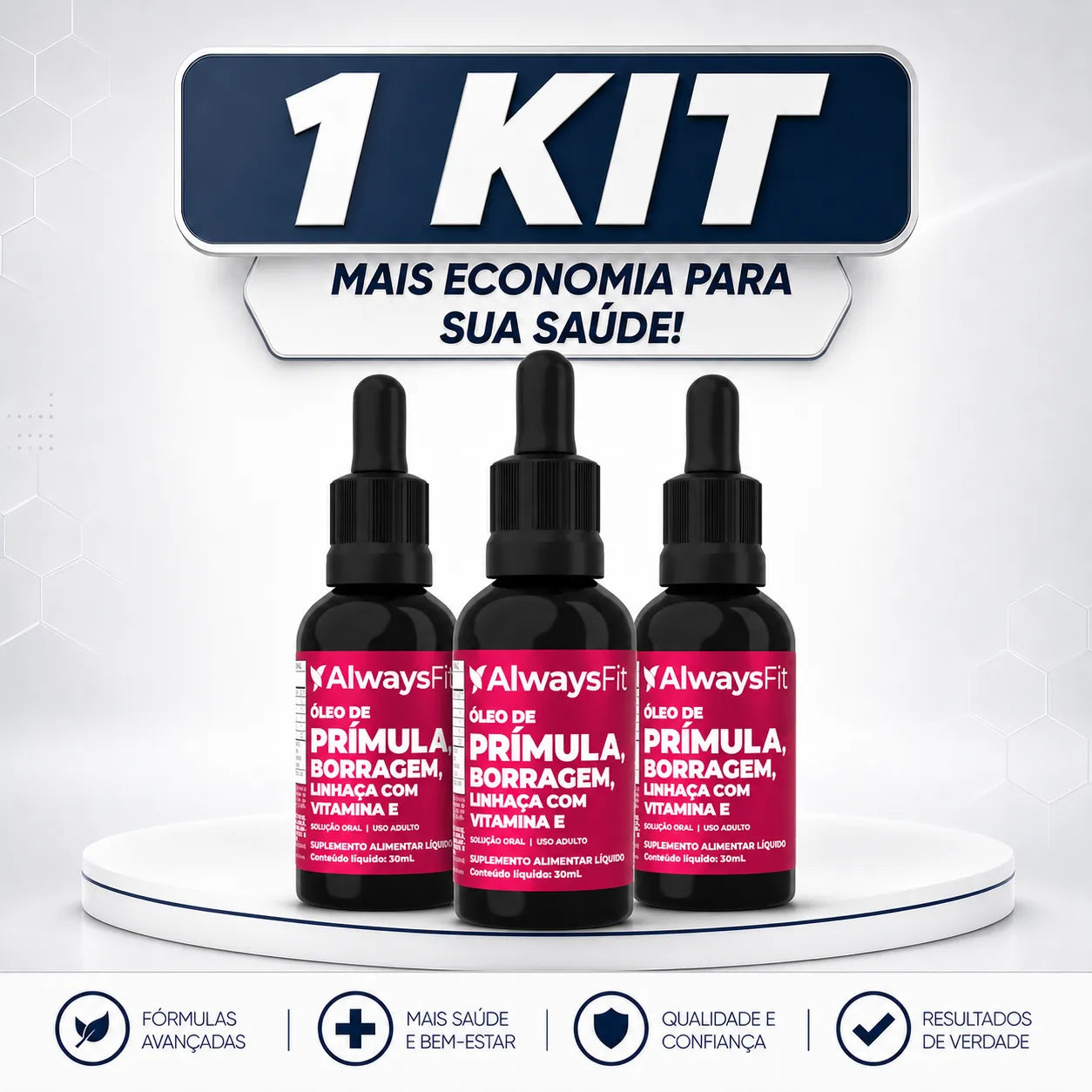 Kit  3 Compostos Meno - Óleos de Prímula, Borragem, Linhaça e Vitamina E