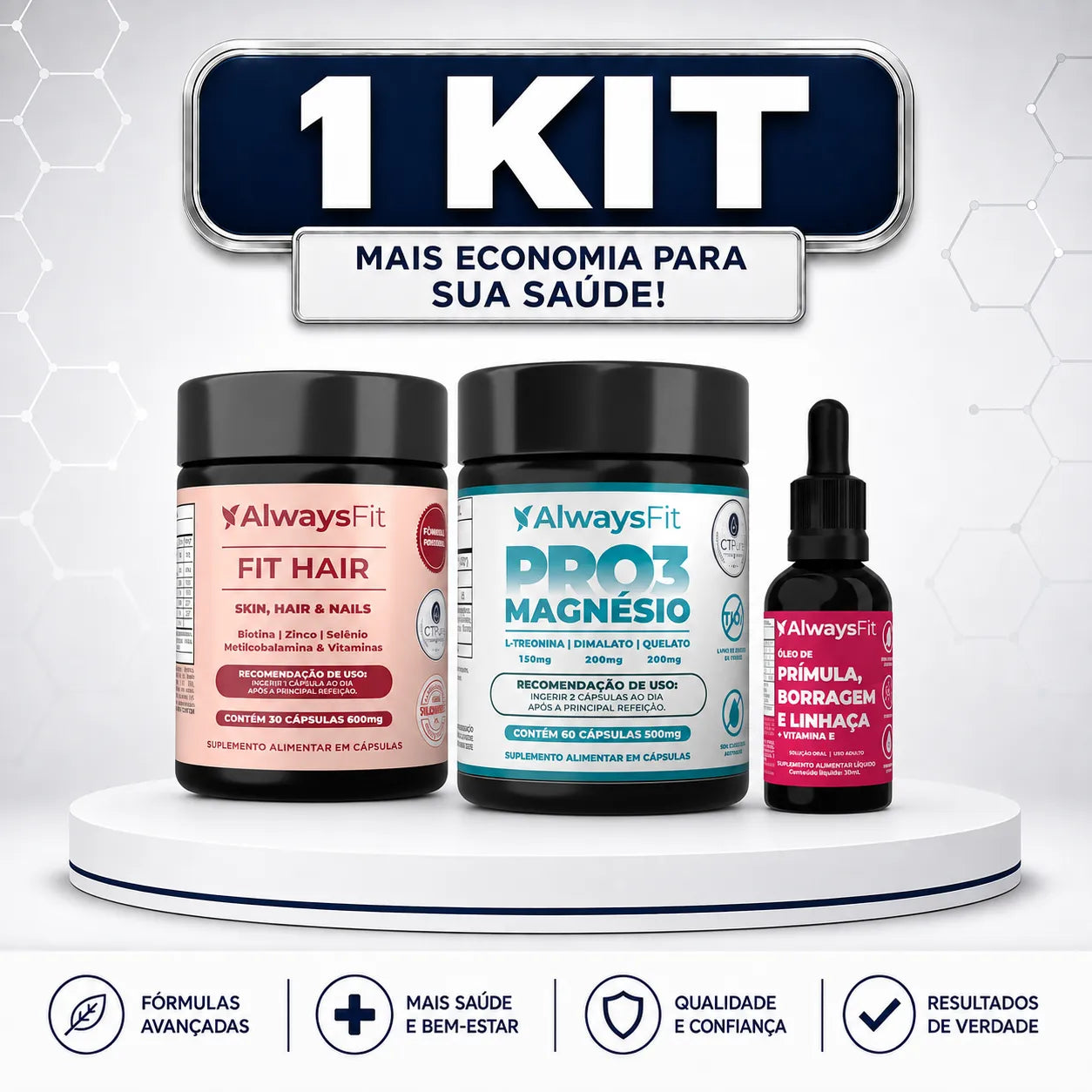 Kit 6 - Fithair + Composto Meno + Pro3