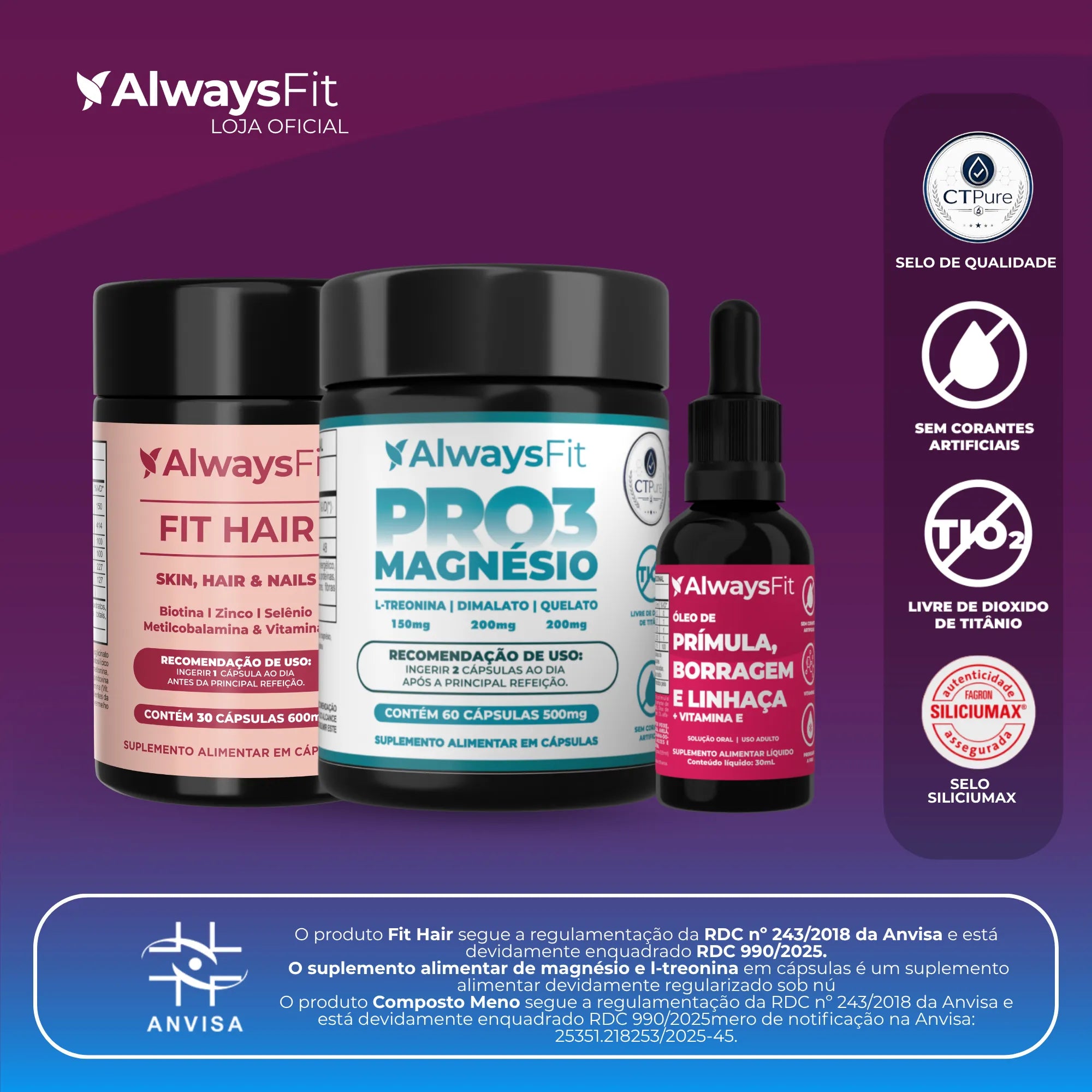 Kit 6 - Fithair + Composto Meno + Pro3