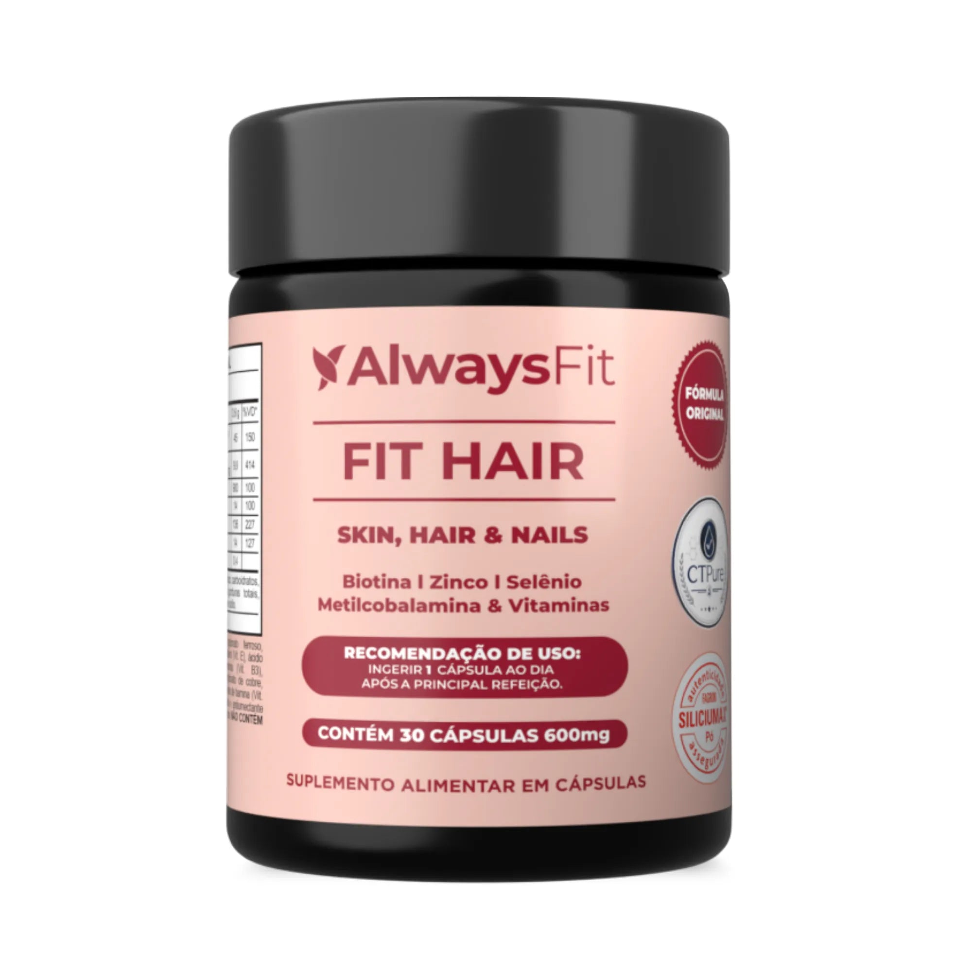 FitHair - Biotina, Zinco, Ferro, Cobre, Cisteína e + Vitaminas - 30 Cápsulas