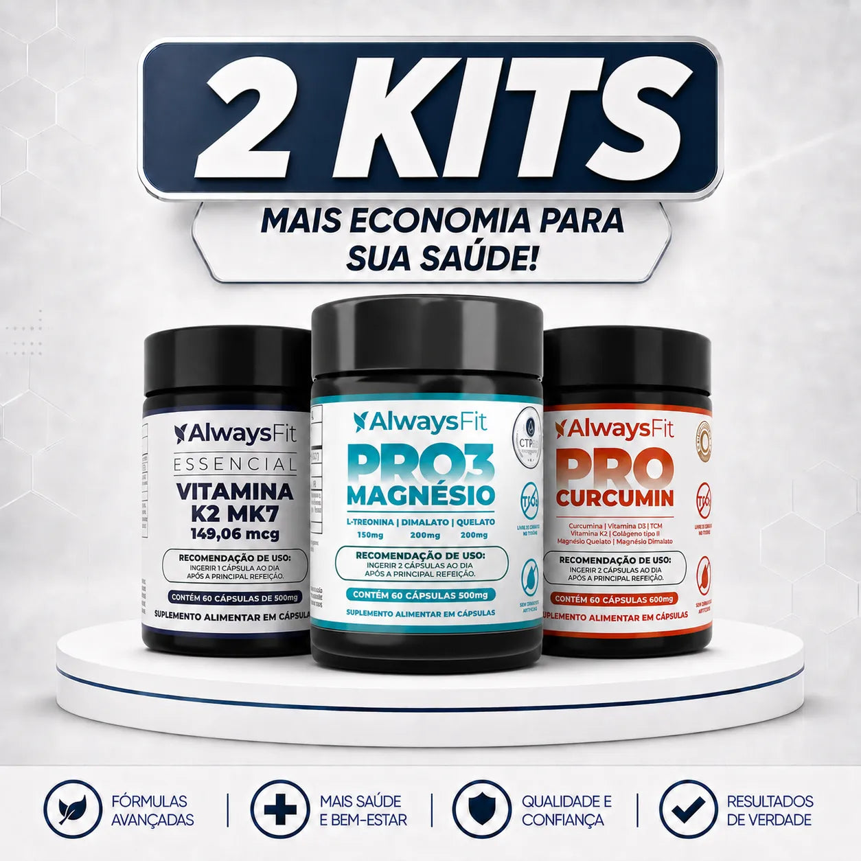 Kit ProCurcumin, Pro3Magnésio e Vitamina K2-MK7