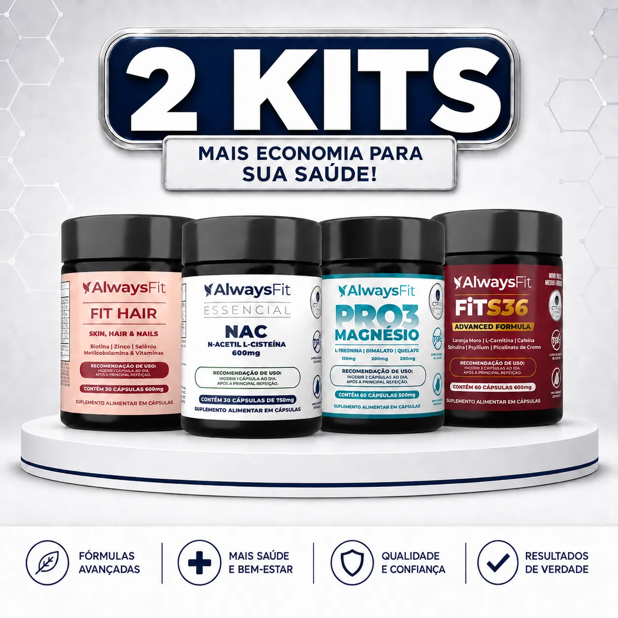 Kit - Fit Hair + NAC + Pro3Magnésio + FitS36