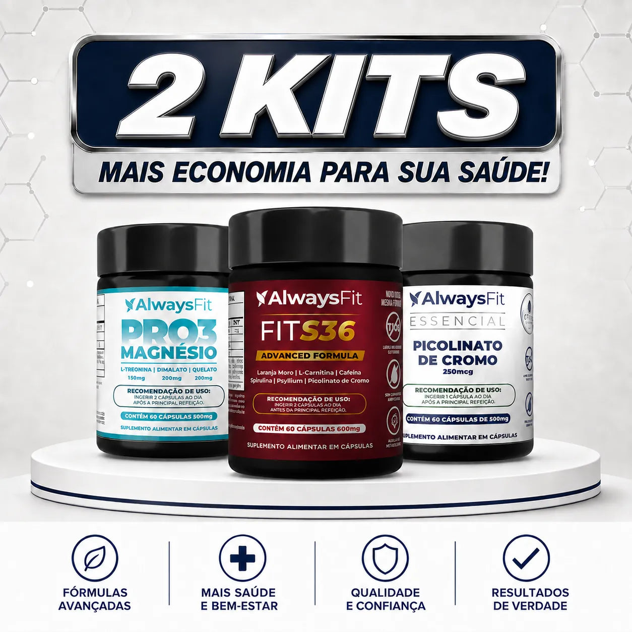 Kit Pro3Magnesio + Picolinato de Cromo + Fit S36