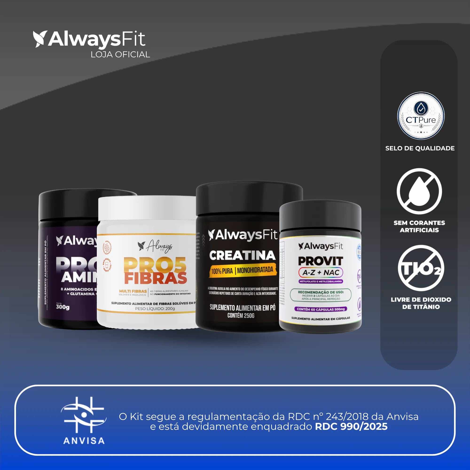 Kit 6 - Pro9Amino + Pro5Fibras + Provit + Creatina