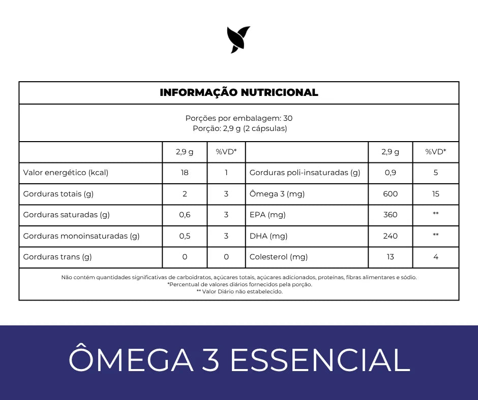 Ômega 3 Essencial - 360 mg EPA + 240 mg DHA — Suplemento alimentar em cápsulas