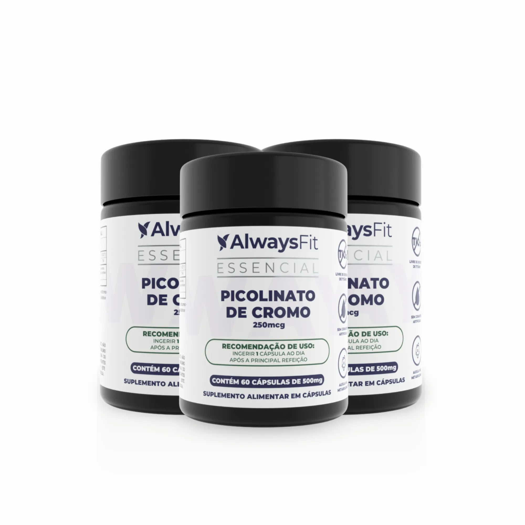 Kit 3 Picolinato de Cromo com 250mcg Dose Máxima
