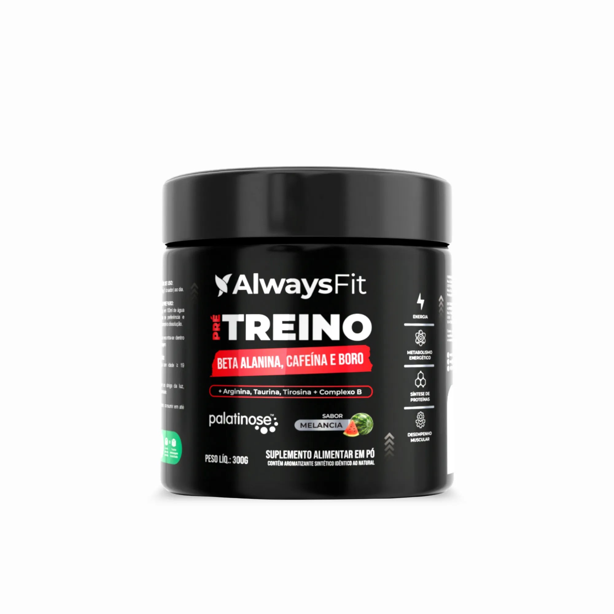 Pré-Treino Always Fit — Suplemento alimentar em pó (sabor melancia)