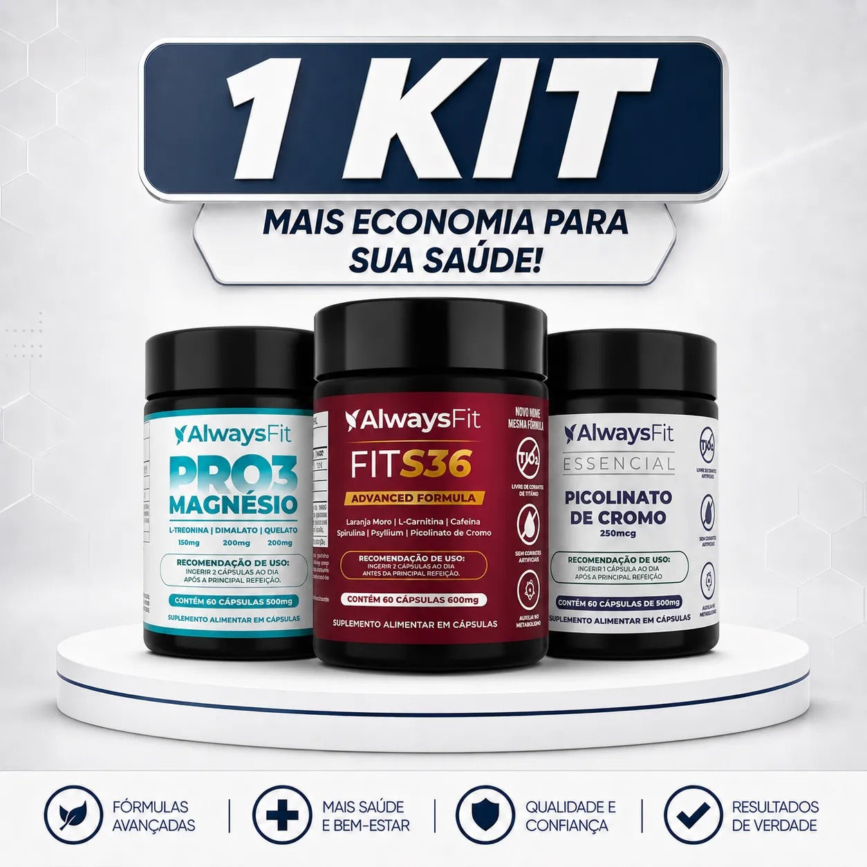 Kit 22 - Pro3Magnesio + Picolinato de Cromo + Fit S36