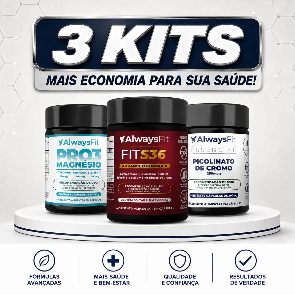 Kit 22 - Pro3Magnesio + Picolinato de Cromo + Fit S36