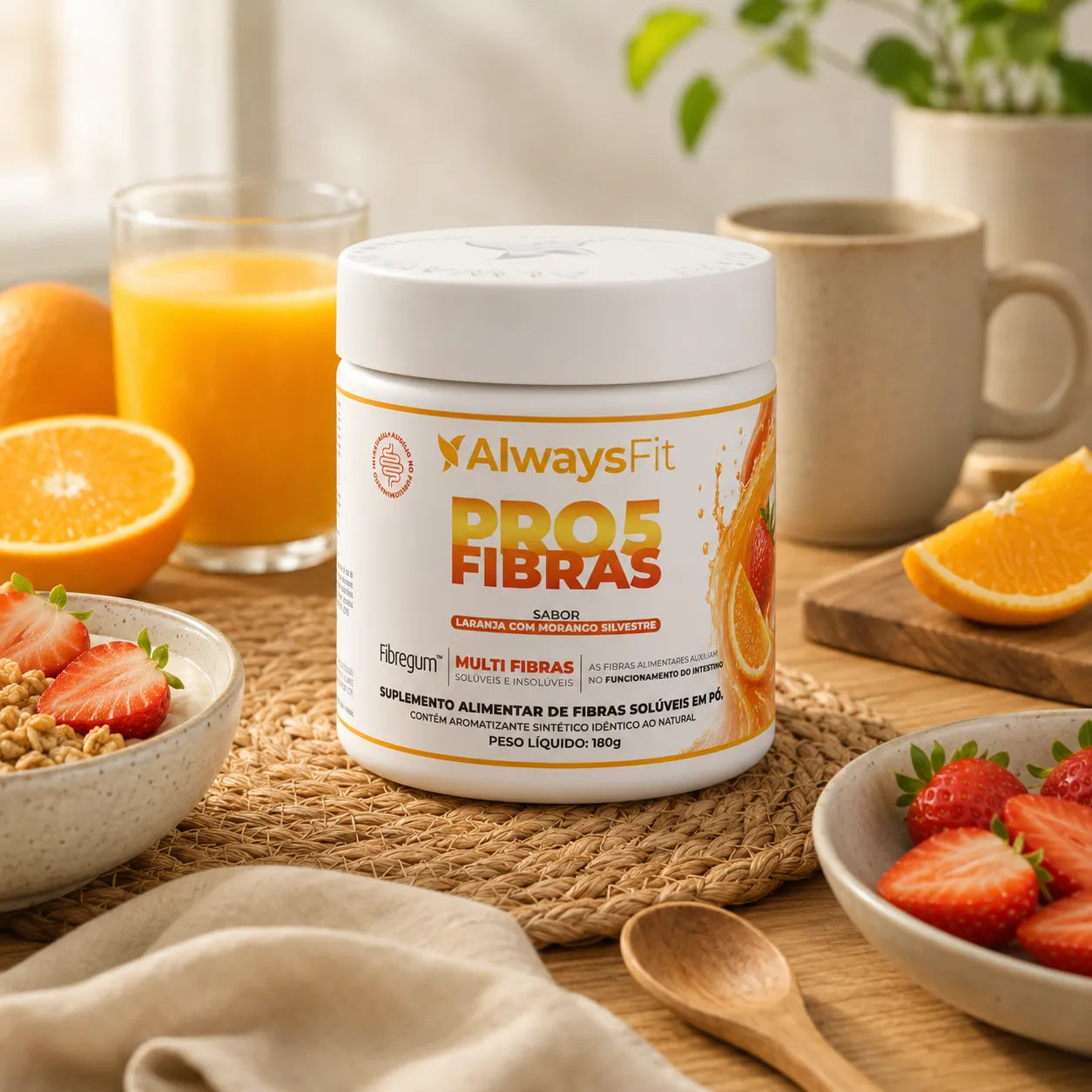 Pro5Fibras - Saúde Intestinal - Sabor Laranja com Morango Silvestre