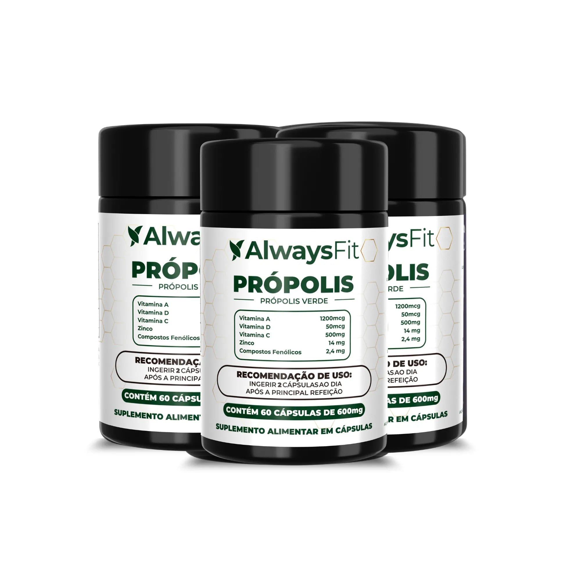 Própolis Verde com Vitaminas A, D3, C e Zinco - 60 Cápsulas