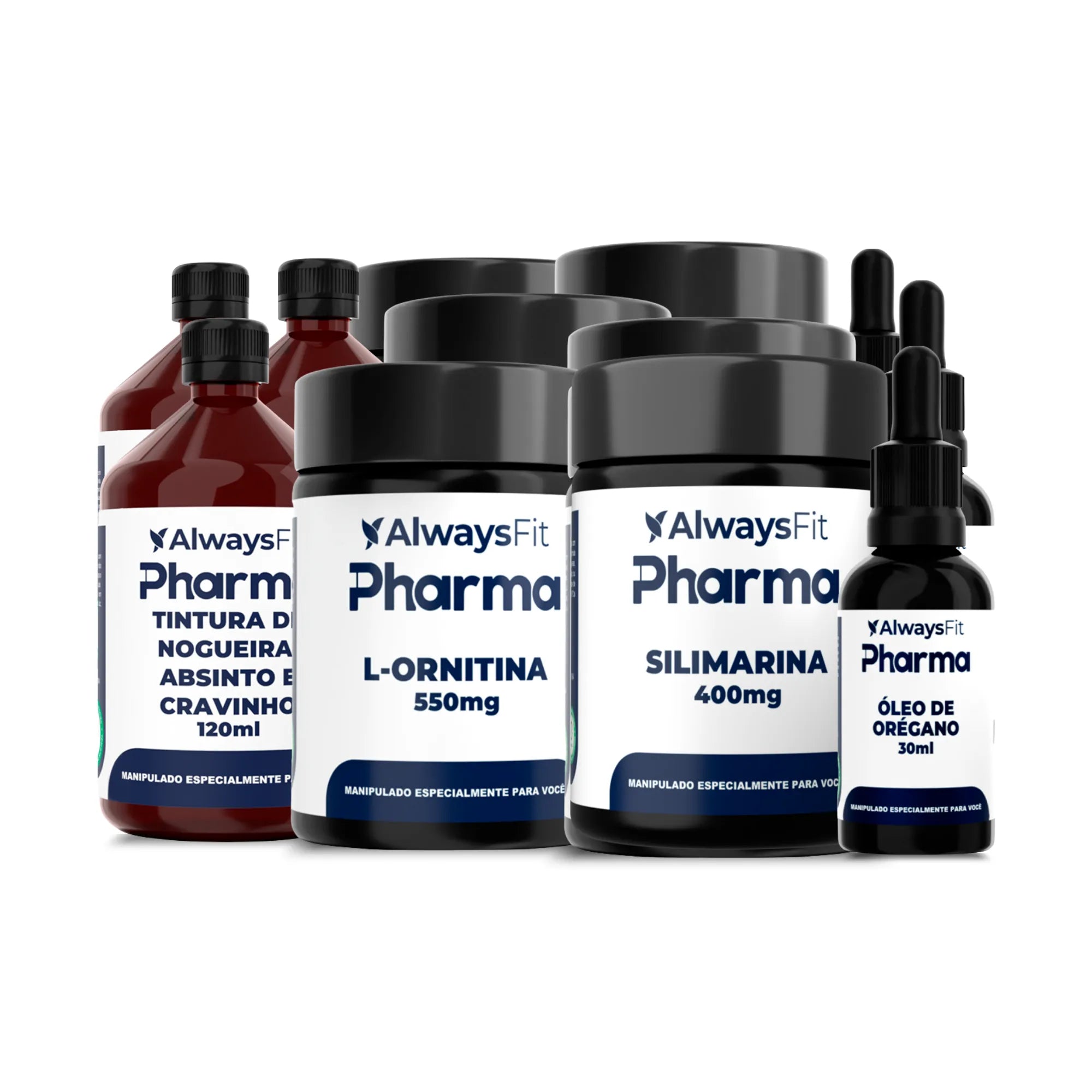 Kit  Desparasitação - Tintura de Nogueira Negra + Cravo + Artemísia, Silimarina, Ornitina, Óleo de Orégano – 30 Dias