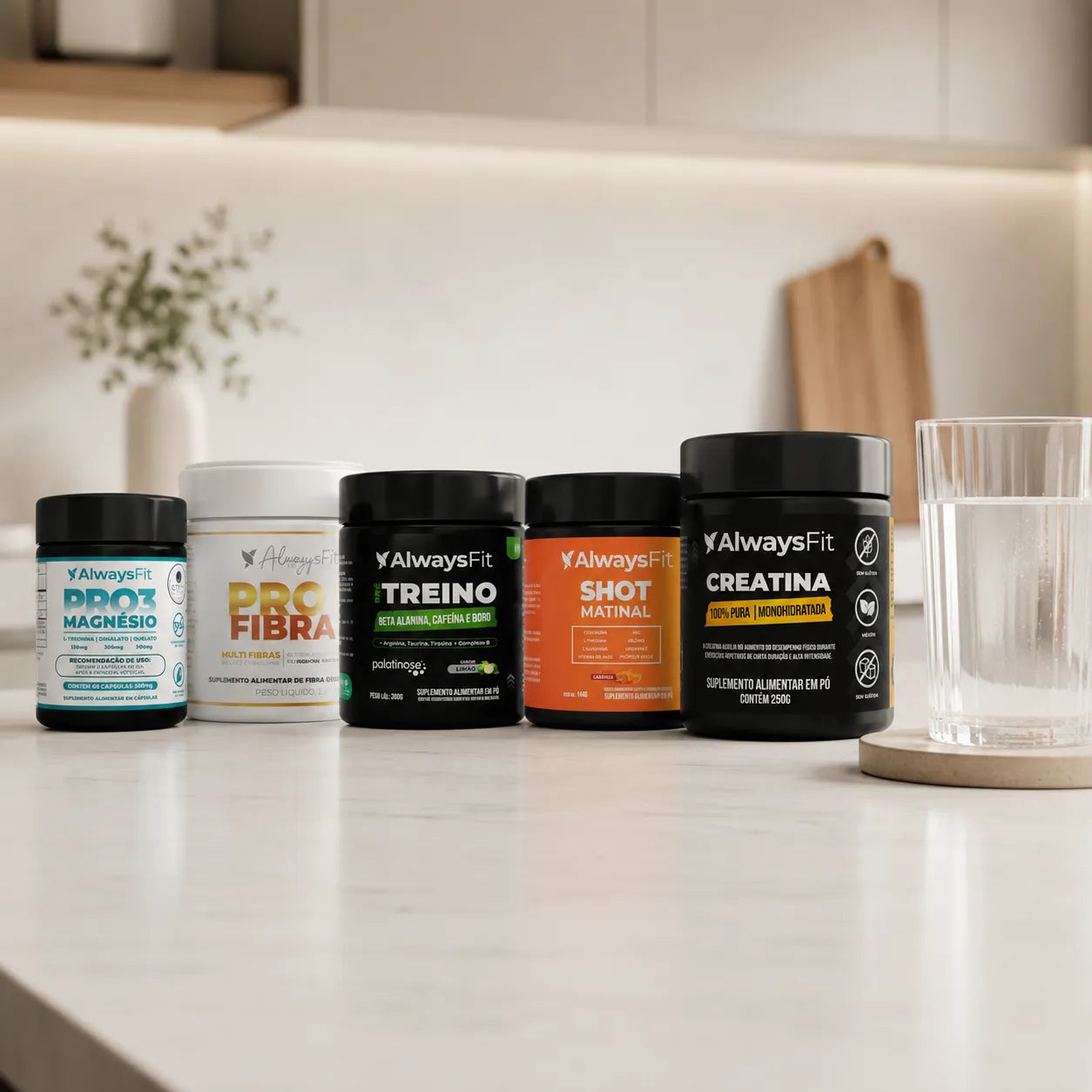 Kit 24 - Shot Matinal + Pré-Treino + Creatina + Pro5Fibras + Pro3Magnésio